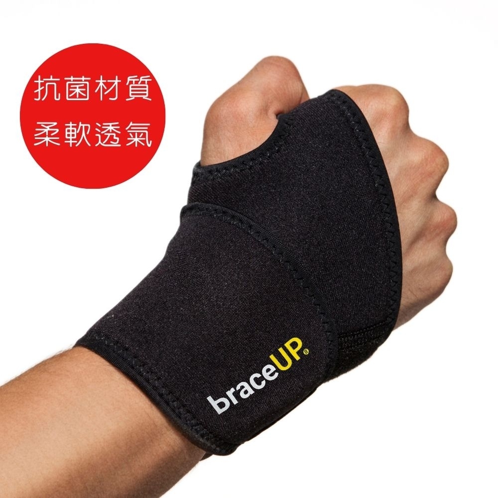 BraceUP 可調式護腕帶，拇指環設計方便穿脫 舒適保護手腕｜透氣支撐，媽媽手護腕 滑鼠手護腕 健身護腕 運動/工作必備 (單只入)