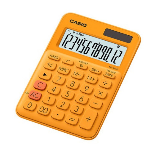 CASIO 12位元繽紛馬卡龍色系便利型計算機柳橙橘MS-20UC-RG | 事務用品