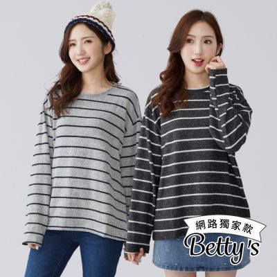 betty’s貝蒂思　 絨毛感橫條紋保暖T-shirt(共二色)