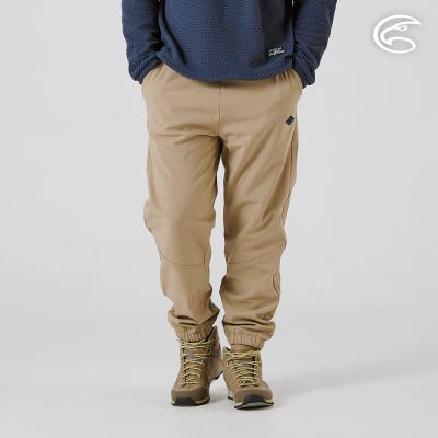 ADISI 男Softshell透氣修身保暖束口褲 AP2521085 深卡色 (S-2XL)｜刷毛 搖粒絨 防潑水 保暖長褲