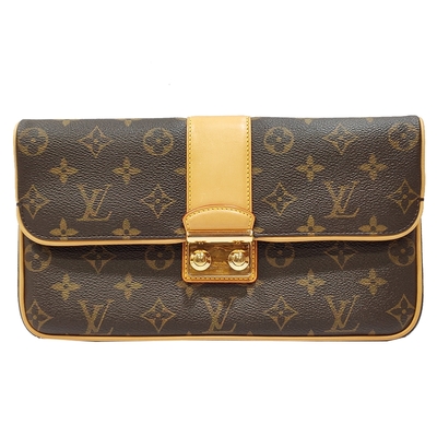 LOUIS VUITTON路易威登 【Louis Vuitton 路易威登 】M42427 經典限量SLIM MONOGRAM虎眼石裝飾金扣手拿包(絕版展示品)