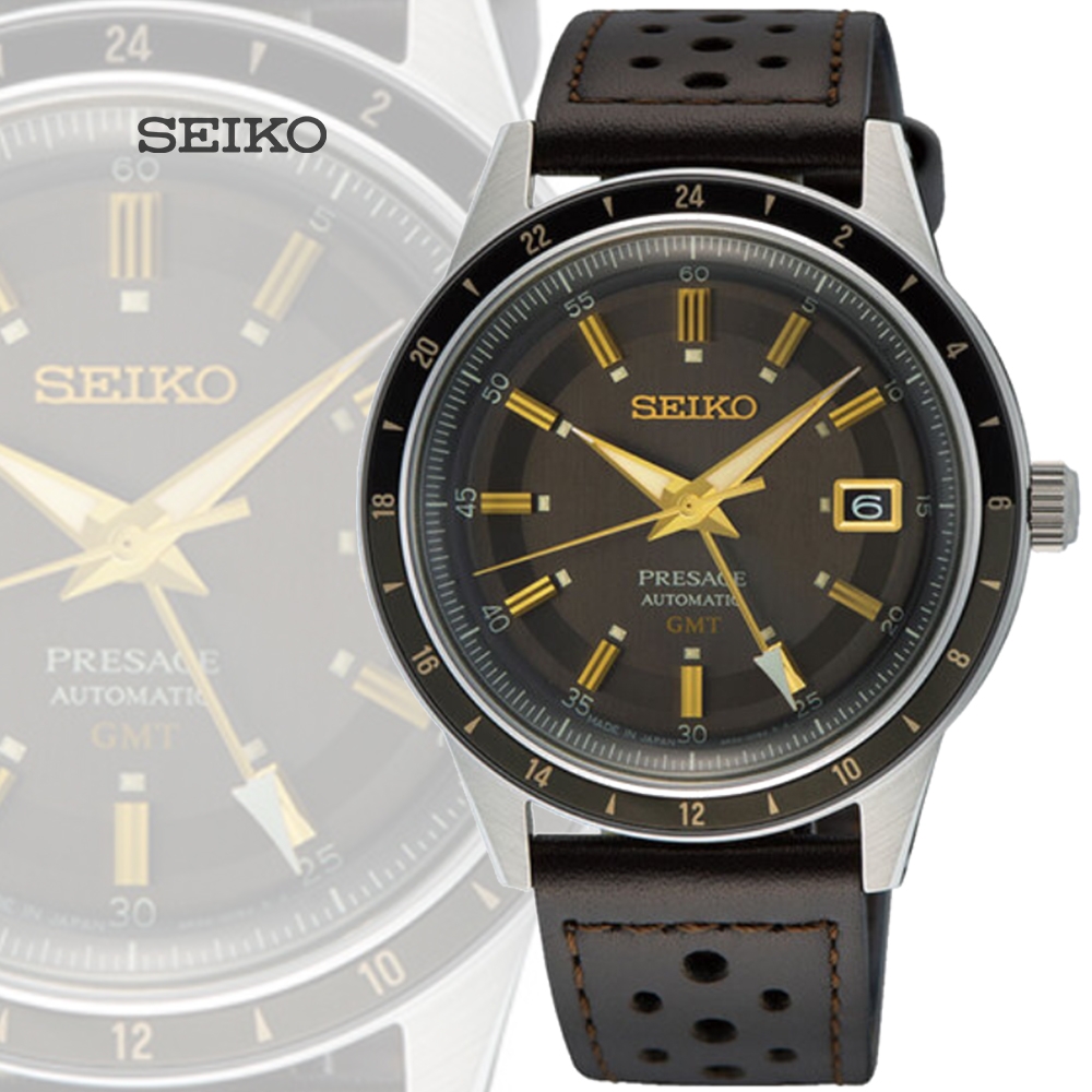SEIKO 精工 Presage Style60’s GMT雙時區機械錶-棕色錶帶40.8mm SSK013J1/4R34-00B0J 送禮 禮物推薦_SK028