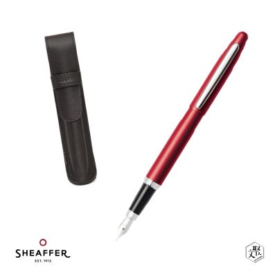 【SHEAFFER】VFM系列極致紅鋼筆-F尖+皮革筆袋禮盒 免費刻字(原廠正貨)