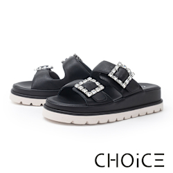 CHOiCE 亮鑽方釦真皮