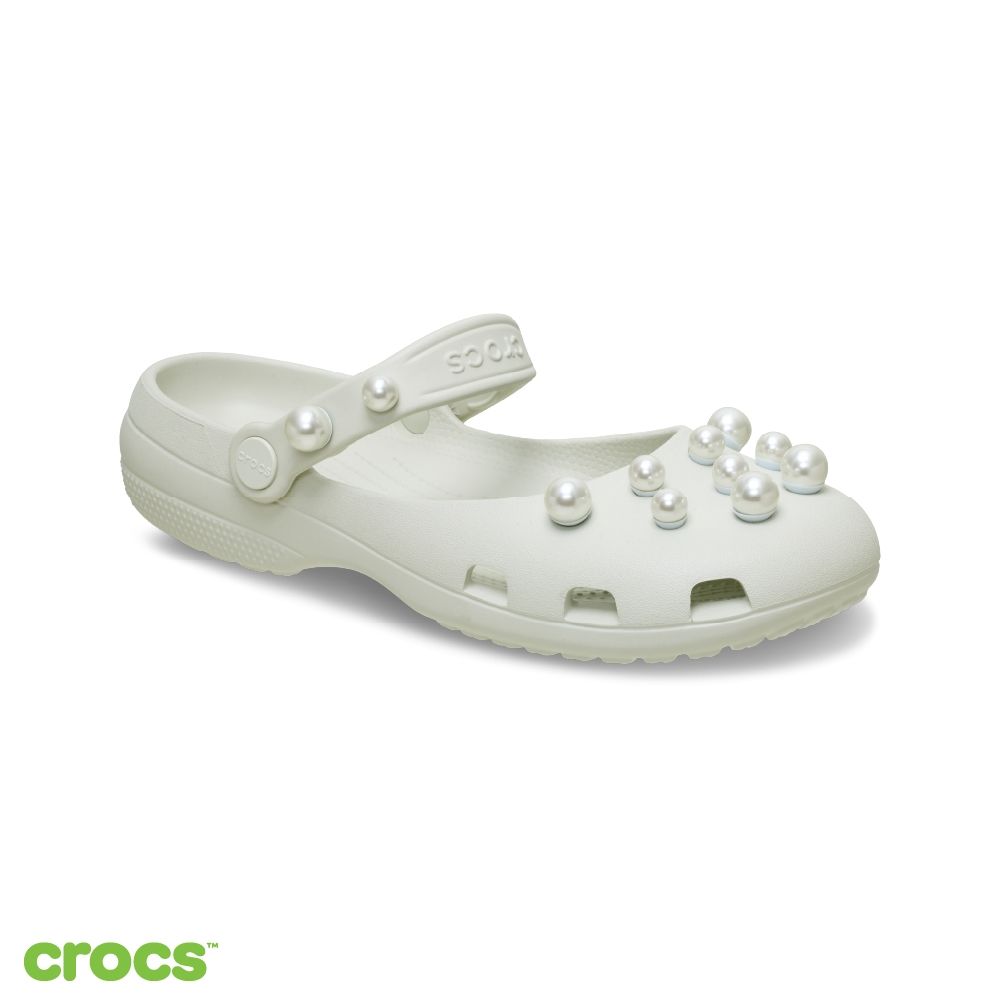 Crocs 卡駱馳 (女鞋) 經典優雅珍珠芭蕾鞋 女鞋-亞麻色 215631-0HZ