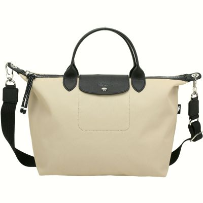LONGCHAMP Le pliage Energy L 奔馬皮標再生帆布兩用水餃包(土褐色)