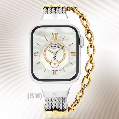 CHARRIOL夏利豪公司貨 St-Tropez Apple Watch Band-蘋果鋼索錶帶金鍊SM款 C6(AW.560.ST02)