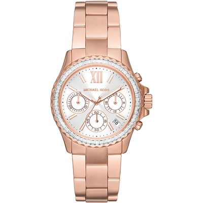 Michael Kors Everest 三眼計時時尚晶鑽女錶 寵愛媽媽 送禮推薦-36mm MK7213