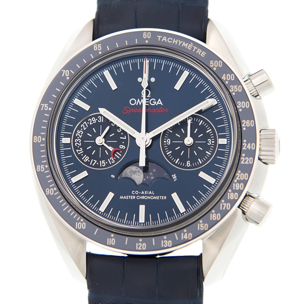 OMEGA 歐米茄 超霸月相計時藍面皮帶腕表( 304.33.44.52.03.001)x44.25mm