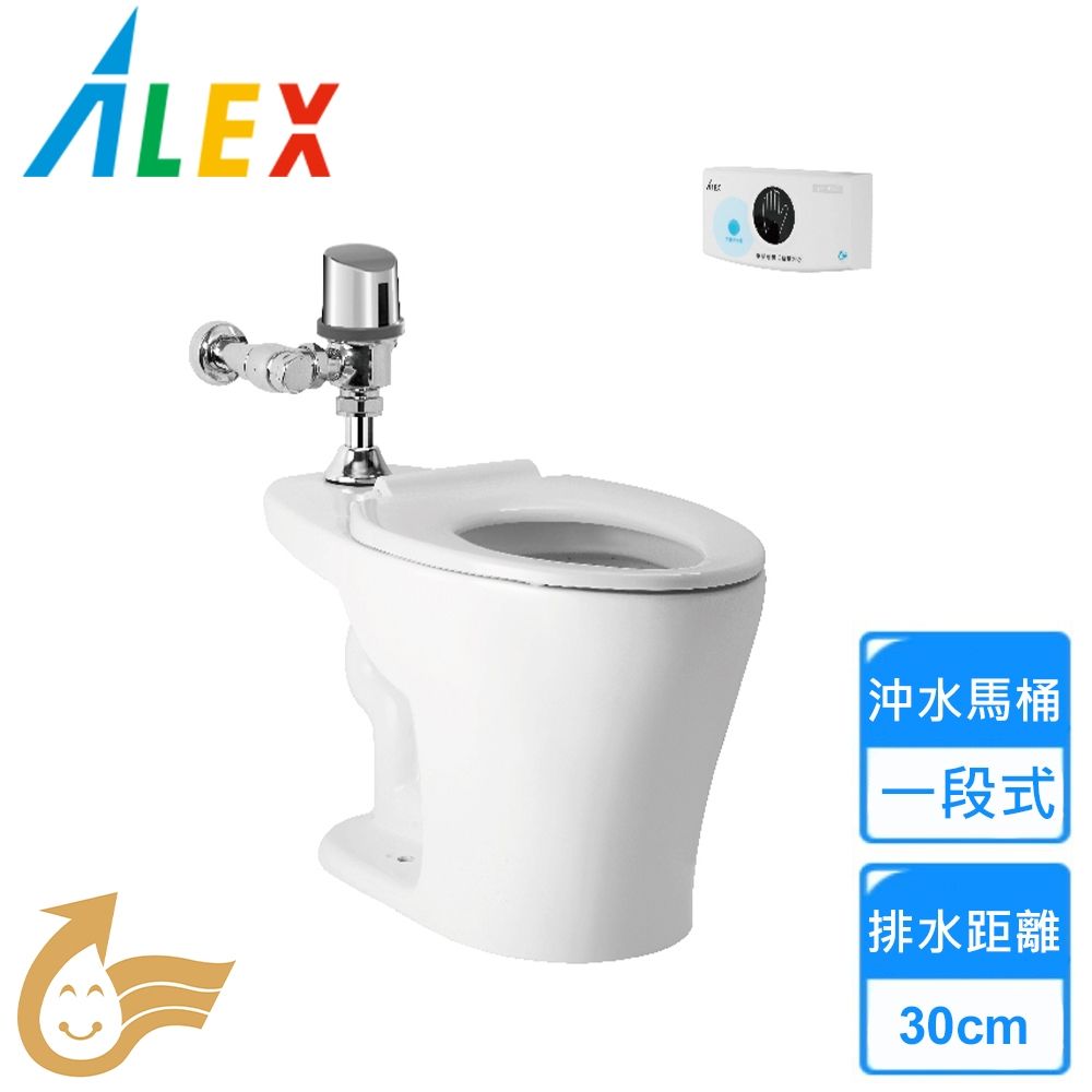 【Alex 電光】一段式省水馬桶 AC5383N-GR〈不含安裝〉 (白色)