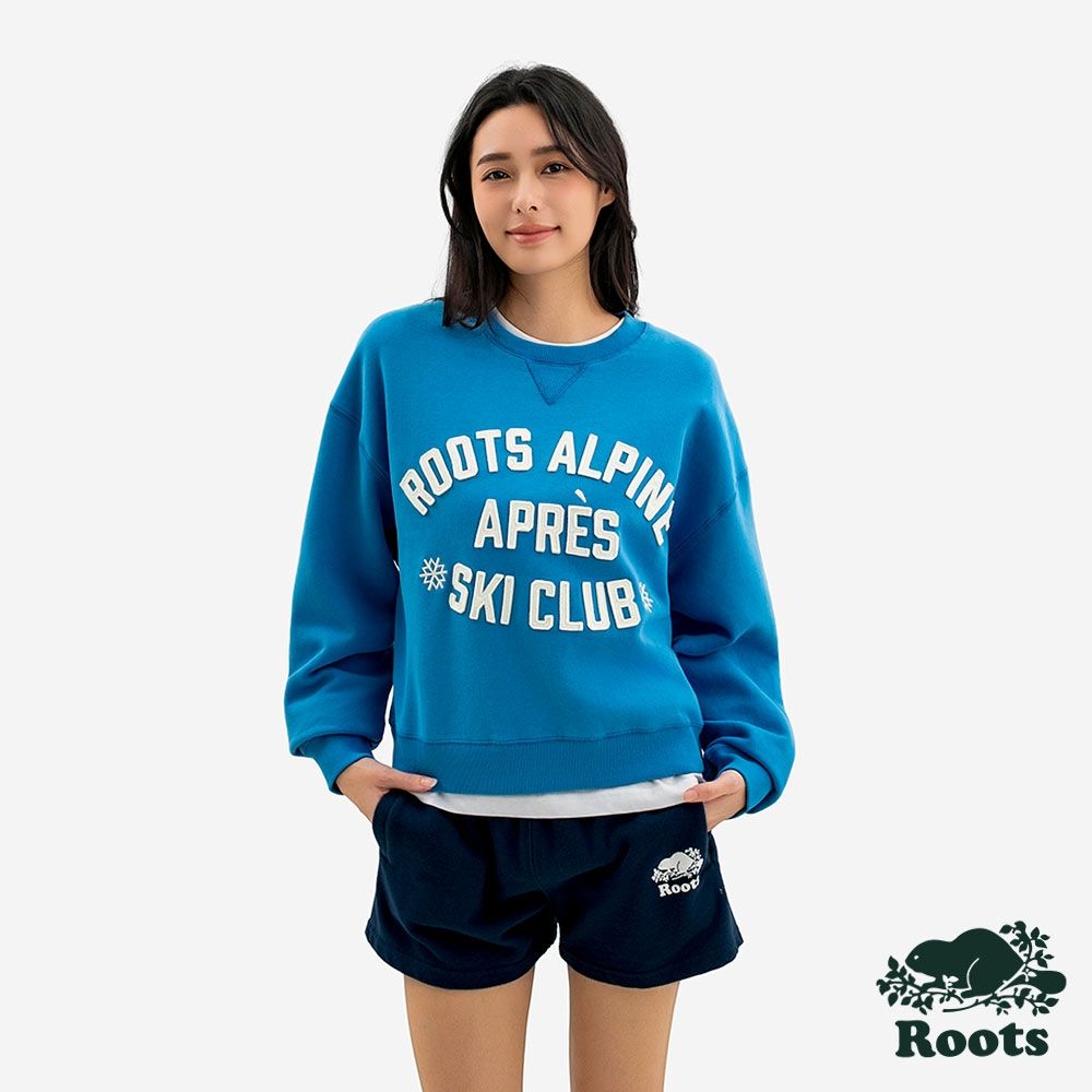 Roots女裝- APRÈS SKI 圓領上衣 -湖水藍