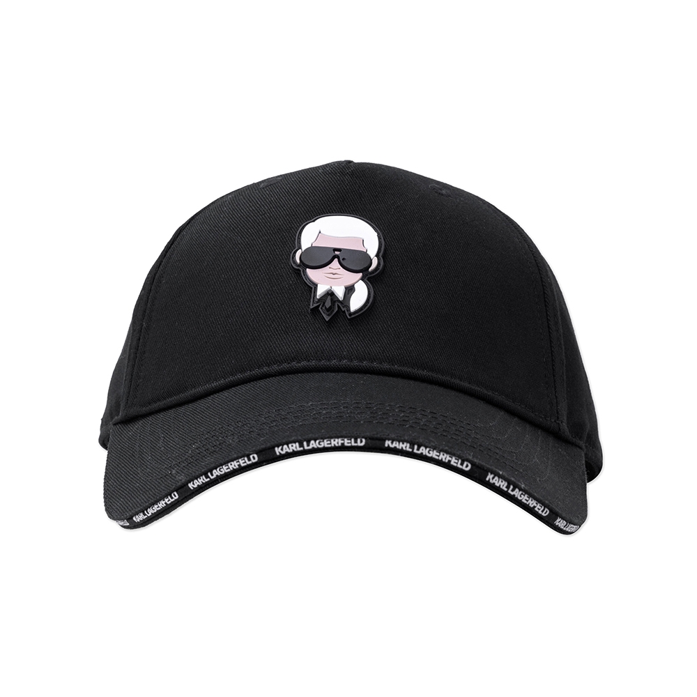 KARL LAGERFELD 老佛爺 經典膠印Logo鴨舌帽-黑色