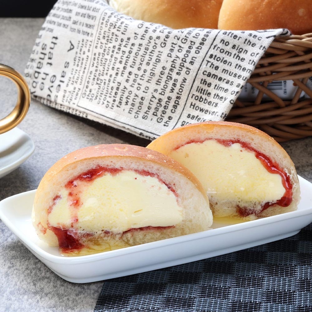 任選-美食村 大湖草莓-雙餡爆漿餐包(500G±5%/盒)