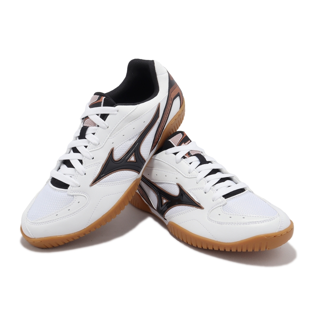 Mizuno 桌球鞋Crossmatch PLIO RX4 男鞋白黑膠底緩震室內運動美津濃