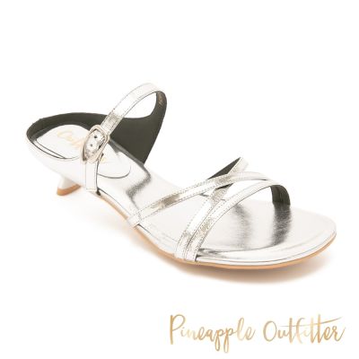 Pineapple Outfitter-極簡美學不對稱交叉細帶貓跟涼鞋RAVIV-銀色