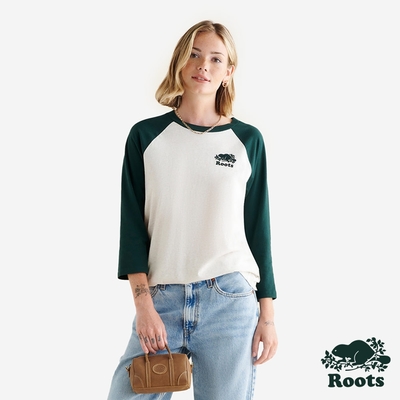 Roots女裝-COOPER BASEBALL 長袖上衣-深綠色