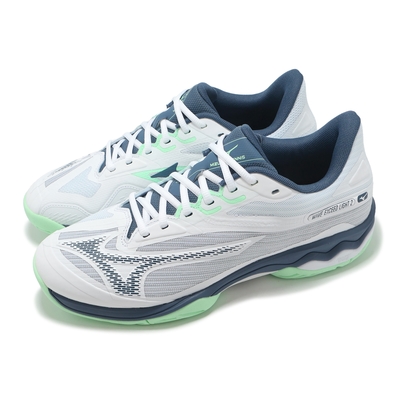 Mizuno 網球鞋 Wave Exceed Light 2 AC 男鞋 白藍 輕量 支撐 緩衝 運動鞋 美津濃 61GA2318-37