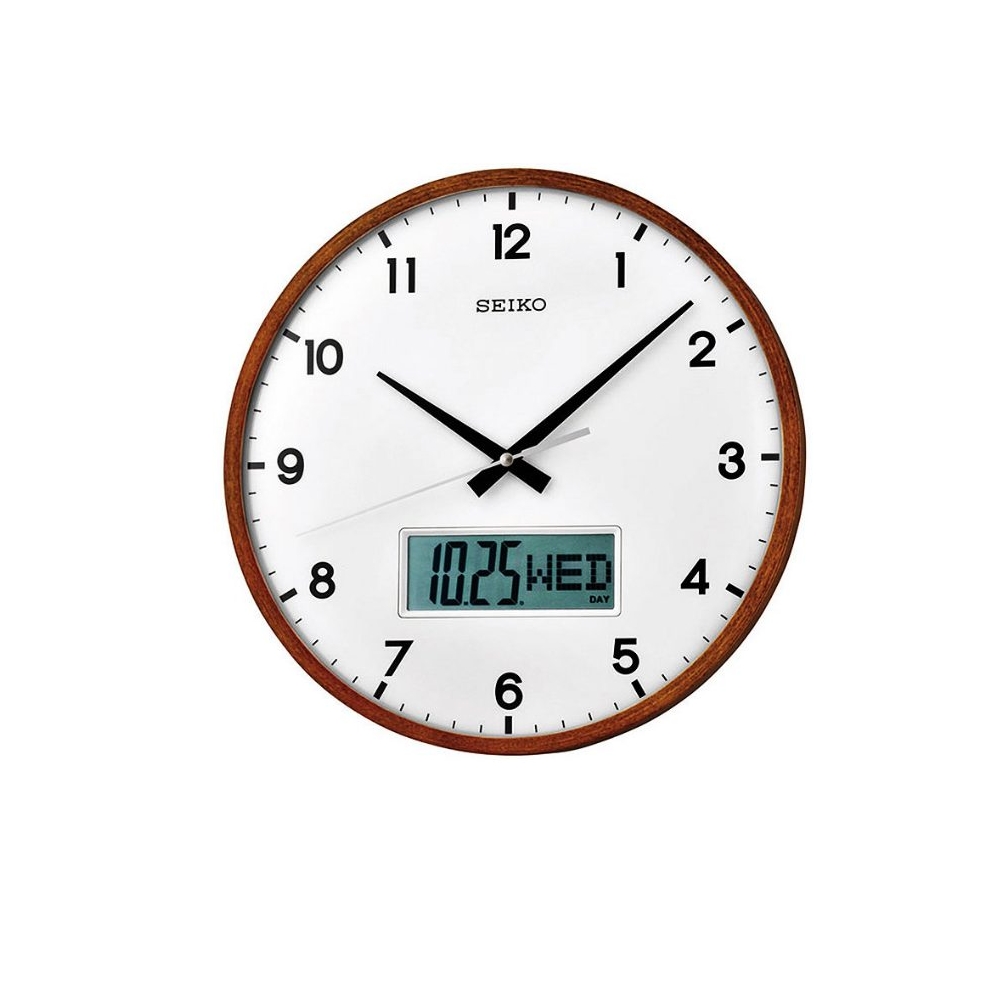 SEIKO 日本精工 木質外殼 星期/日期顯示 靜音掛鐘(QXL008B)-白/33cm