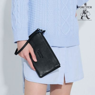 PORTER INTERNATIONAL - 精緻高雅MUSE真皮手腕包 - 黑