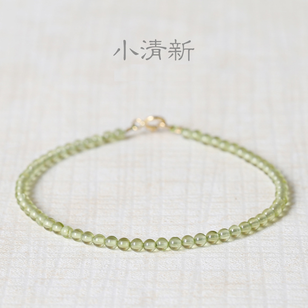 【水星記】半寶石-2mm橄欖綠東陵石消除焦慮緊張感手鍊