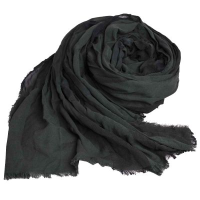 BURBERRY 巴寶莉 義大利製絲混棉抓皺造型格紋圍巾(綠黑格紋/200CM)