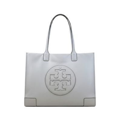 TORY BURCH-經典壓紋LOGO 尼龍托特包(淺泥灰)大