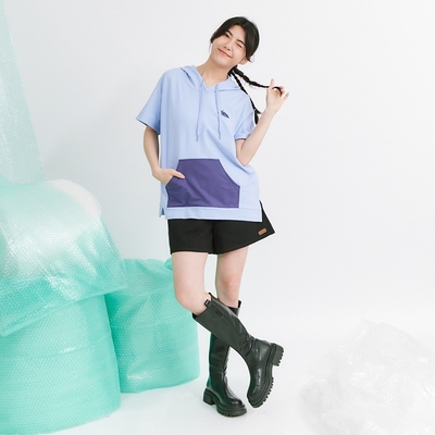 【Dailo】鬆餅格熊耳朵短褲 黑 卡 灰 (魅力商品)