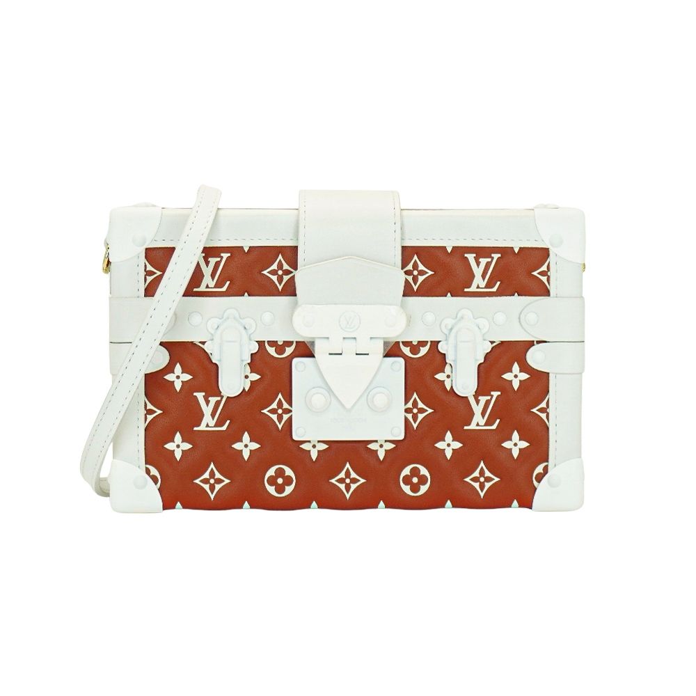 二手品 Louis Vuitton 路易威登 Petite Malle 壓紋牛皮白邊手拿/斜背二用包(M20764-橘)