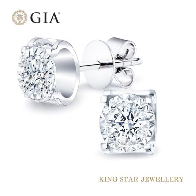 King Star GIA 60分 Dcolor 天然鑽石耳環 雋永牛頭 無螢光(3Excellent極優 八心八箭)