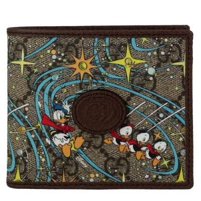 GUCCI 古馳 Disney 唐老鴨 防水帆布短夾(八卡)