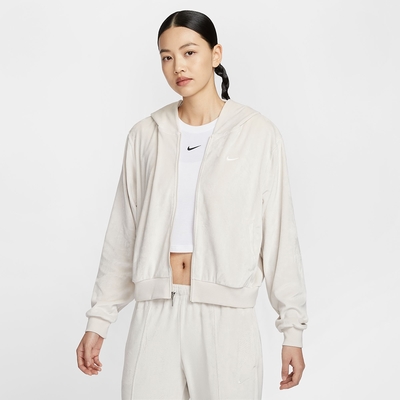 NIKE 外套 女 運動連帽外套 寬鬆 AS W NSW NK CHLL VLR FZ HDY 米白 HJ0958-104