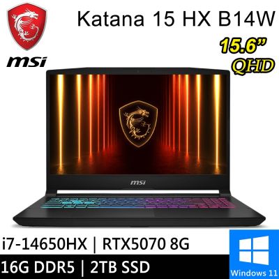 MSI微星 Katana 15 HX B14WGK-647TW-SP3 15.6吋 黑(i7-14650HX/16G/2TB PCIE/RTX5070 8G/W11)特仕版