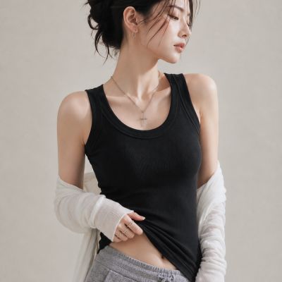 【Chic Chic 琪琪】美型遮副乳美背BraTop(無鋼圈/自帶胸墊/日常百搭/修身顯瘦/螺紋背心/bra top)