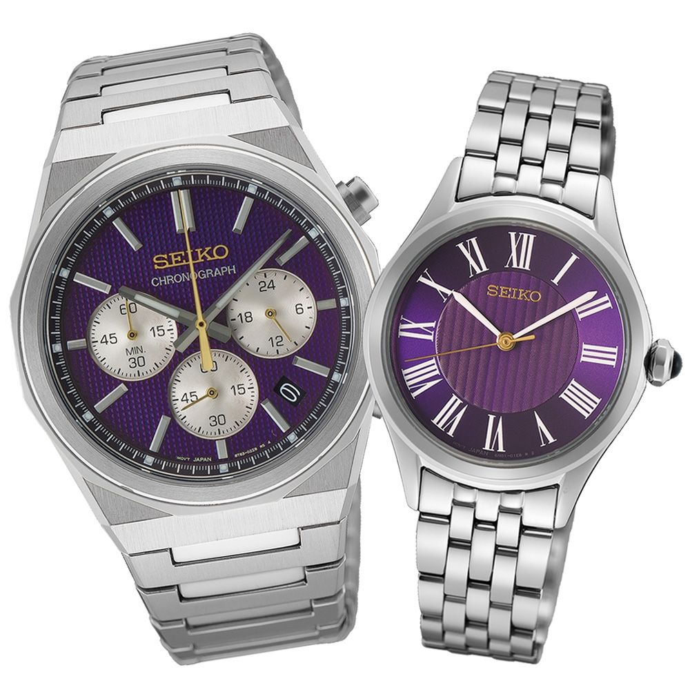 SEIKO精工 CS系列 145週年 江戶紫 時尚對錶 錶 手錶 送禮 8T63-04S0P+6N01-00V0P