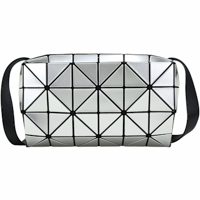 ISSEY MIYAKE 三宅一生 BAOBAO CARTON 4x6 亮面幾何斜背枕頭包(銀色)
