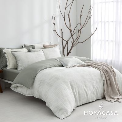 HOYACASA 自然脈動琉璃天絲兩用被床包六件組-森澈(加大)