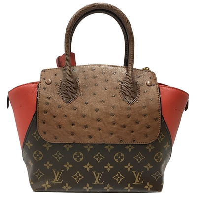 LOUIS VUITTON路易威登 【Louis Vuitton 路易威登 】N91662 經典限量鴕鳥皮拼接Monogram花紋手提包(絕版展示品)