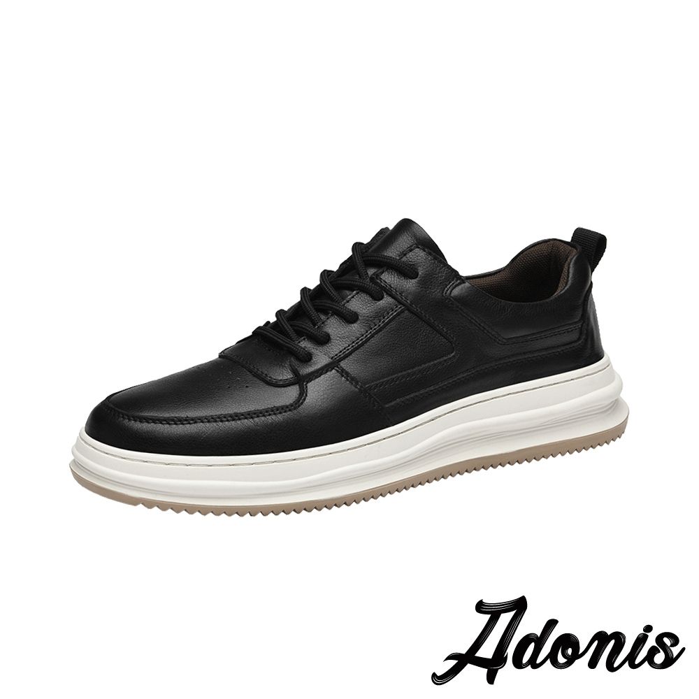 Adonis 真皮休閒鞋 板鞋/全真皮頭層牛皮經典時尚個性百搭休閒板鞋 黑