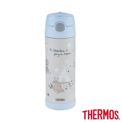 【THERMOS膳魔師】不銹鋼真空兩用保冷瓶470ml(F4021CWP-WW) 小熊維尼星空露營篇