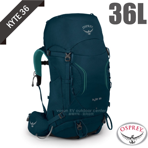 OSPREY 女新款Kyte 36 輕量透氣健行登山背包_冰湖綠R | 登山/ 露營裝備