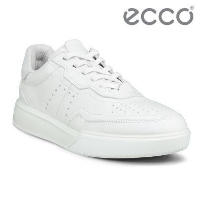 ECCO STREET COURT W 街頭球鞋系列經典真皮休閒鞋 女鞋 白色/灰白色