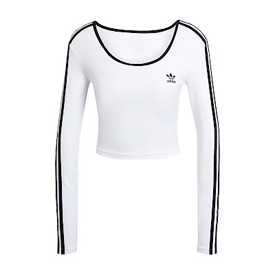 Adidas 3S LS CROP JD4625 女 短版 長袖上衣 休閒上衣 舒適 合身 低圓領 白黑