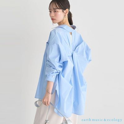 earth music 後背扭結設計長袖襯衫