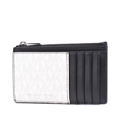 MICHAEL KORS 男款 緹花LOGO防刮證件/拉鍊零錢包-白色