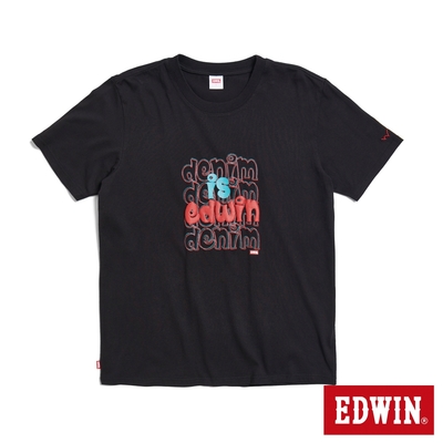 EDWIN 男裝 丹寧即英文印花短袖T恤-黑色