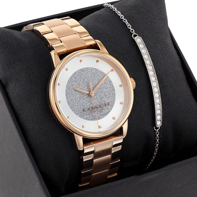 COACH 閃耀水晶女錶 手鍊套錶 寵媽有禮 送禮首選-36mm CO14000090