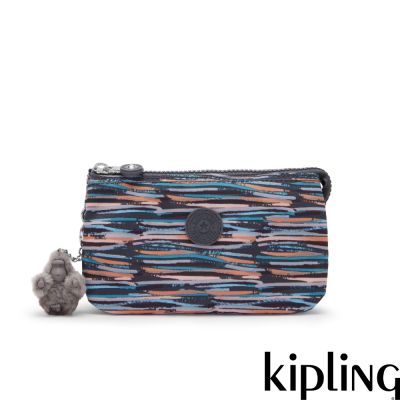 Kipling 灰底條紋三夾層配件包-CREATIVITY L