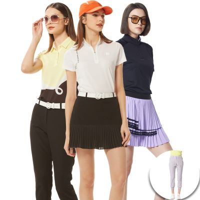 【Lynx Golf】寵媽咪特惠！首爾高桿銀離子抗菌除臭吸排立領.小V領修身版短袖POLO衫高爾夫球衫/運動短裙/窄管九分褲(山貓女款任選)
