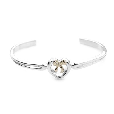 Tiffany&Co. 蒂芙尼 愛心蝴蝶結18K黃金+925純銀開口手環(近新品)