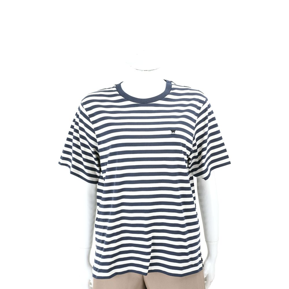 Max Mara-WEEKEND WKDVENACO 藍白條紋圓領純棉短袖TEE T恤